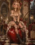 young-caucasian-woman-mid-twenties-is-the-primary-subject-seated-atop-a-large-glossy-red-cherry-she-